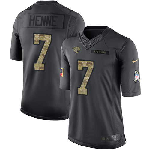 Men's Limited Chad Henne Nike Jersey Black - #7 2016 Salute to Service NFL Jacksonville Jaguars